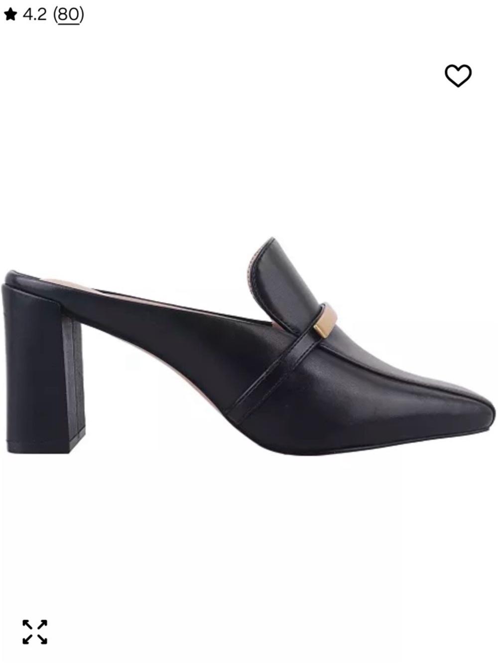 Giani Bernini Black Leather Block Heel Mule with Gold Bar